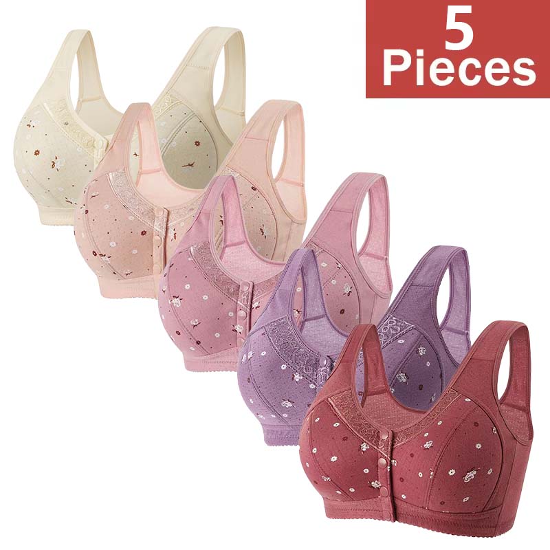 Lace Bralette Set - FallSweet 5Pcs/Set Front Closure Plus Size